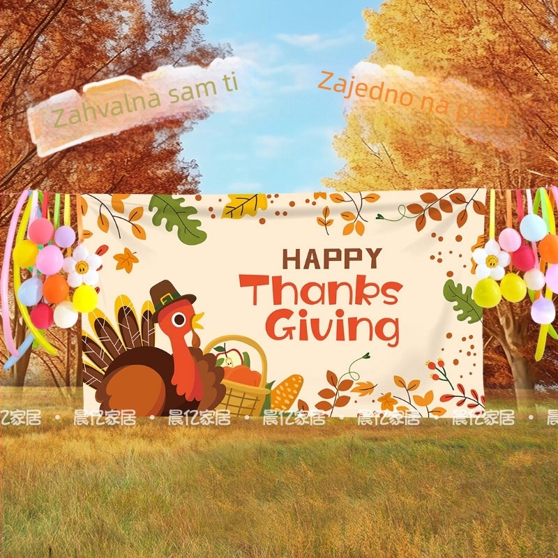 Zidni goblen Dan zahvalnosti – 100% pamuk, univerzalni stil, za dnevni boravak