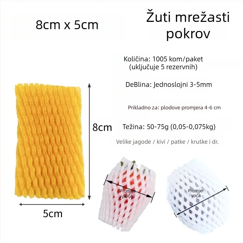 Mreža za voće od EPE biserne pjene, prozračna zaštitna navlaka za svježe voće i povrće