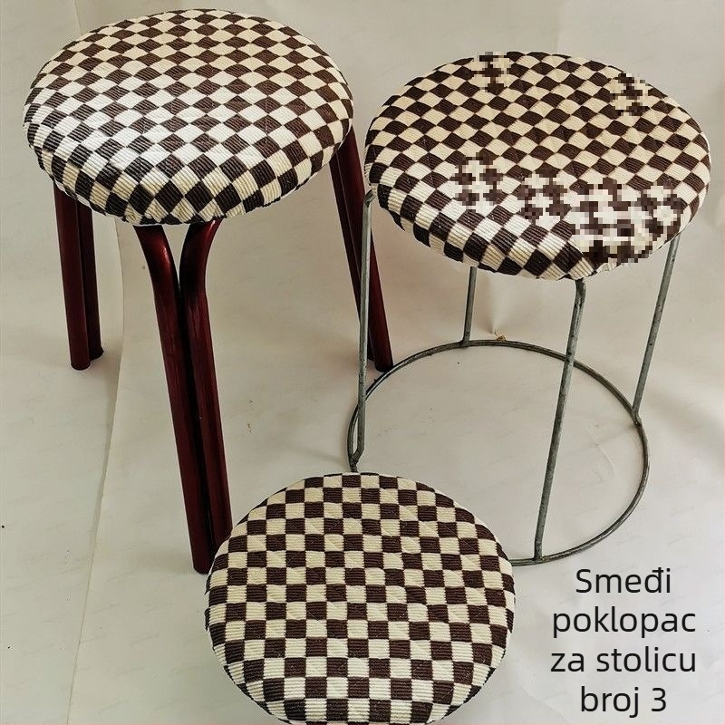 Kružni elastični pokrov za stolicu od pamuka, s jastučićem i pliš dekicom, jednobojna, za kuću ili hotel