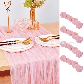 Stolni trkač s plisiranim mrežastim tylom i Cheese Cloth, poliester