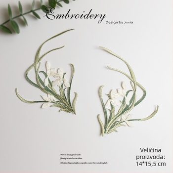 Višebojno izvezeni aplikacije s orchidijom od rayona za DIY rukotvorine, kineskog stila tkanine ukrasni dodaci za šešir, odjeću i dekor