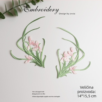 Višebojno izvezeni aplikacije s orchidijom od rayona za DIY rukotvorine, kineskog stila tkanine ukrasni dodaci za šešir, odjeću i dekor