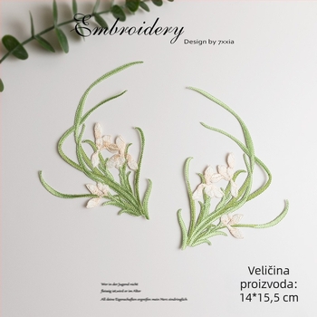 Višebojno izvezeni aplikacije s orchidijom od rayona za DIY rukotvorine, kineskog stila tkanine ukrasni dodaci za šešir, odjeću i dekor