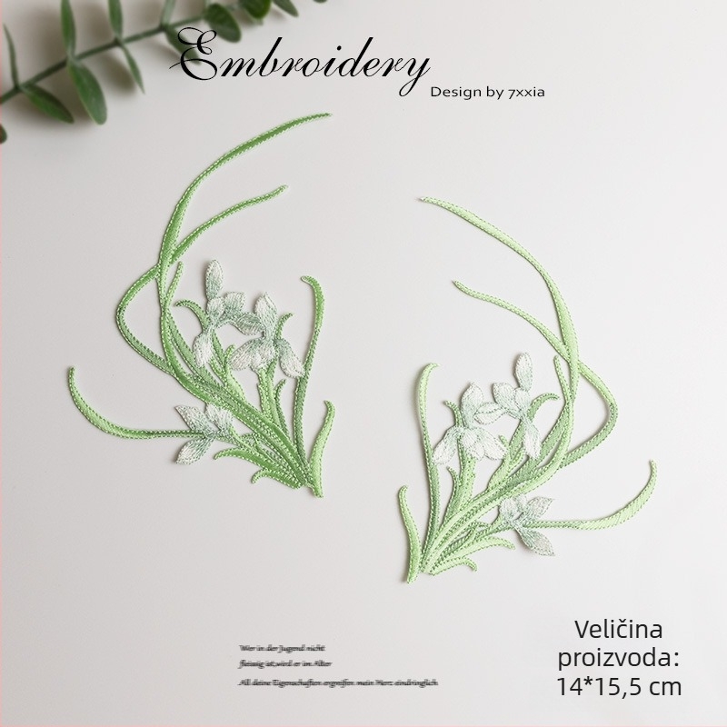 Višebojno izvezeni aplikacije s orchidijom od rayona za DIY rukotvorine, kineskog stila tkanine ukrasni dodaci za šešir, odjeću i dekor