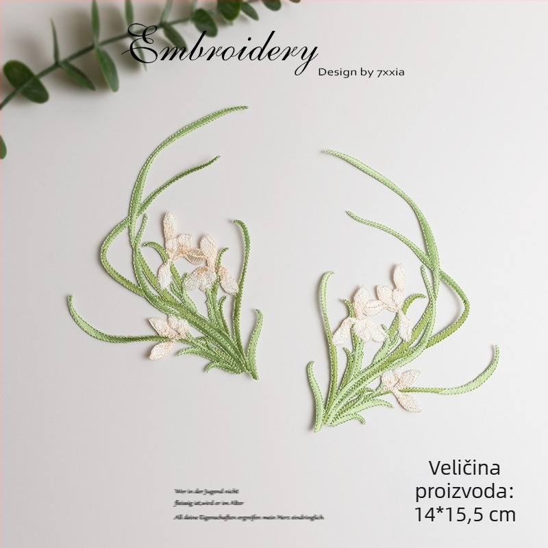 Višebojno izvezeni aplikacije s orchidijom od rayona za DIY rukotvorine, kineskog stila tkanine ukrasni dodaci za šešir, odjeću i dekor