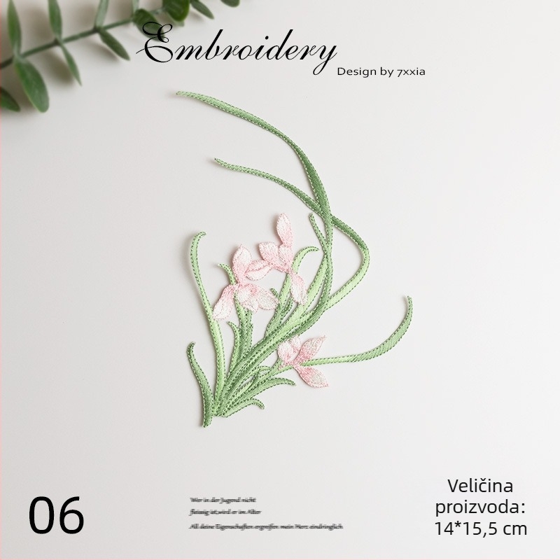 Višebojno izvezeni aplikacije s orchidijom od rayona za DIY rukotvorine, kineskog stila tkanine ukrasni dodaci za šešir, odjeću i dekor