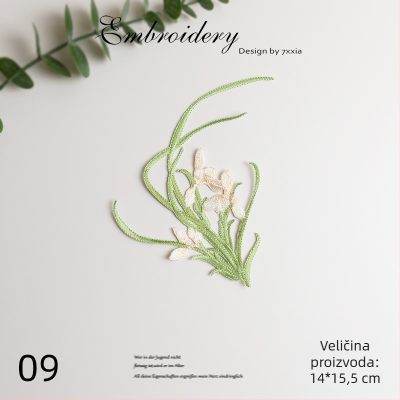 Višebojno izvezeni aplikacije s orchidijom od rayona za DIY rukotvorine, kineskog stila tkanine ukrasni dodaci za šešir, odjeću i dekor