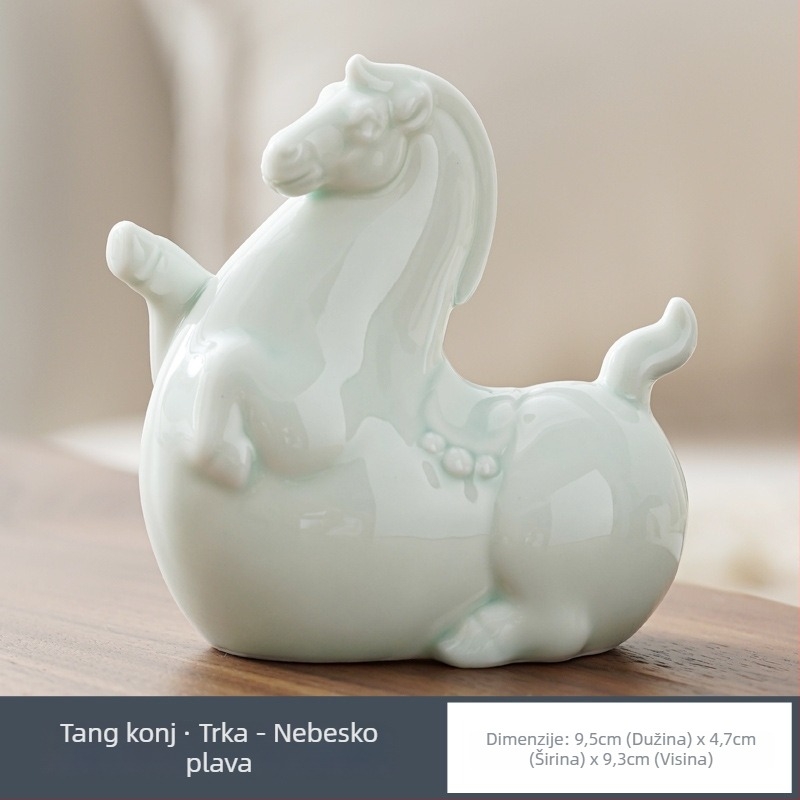 Keramički konjić ukras — kreativan pony, moderni minimalistički stil; Marka: Qianmeitang ceramics; Materijal: keramika; Pakiranje: karton