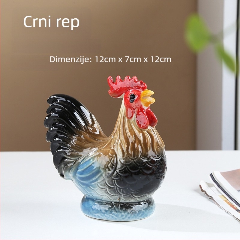 Keramički pijetao – Feng Shui figura od porculana, Dvanaest znamenja Zodijaka, pastoralni stil, ukras za dnevnu sobu ili hodnik