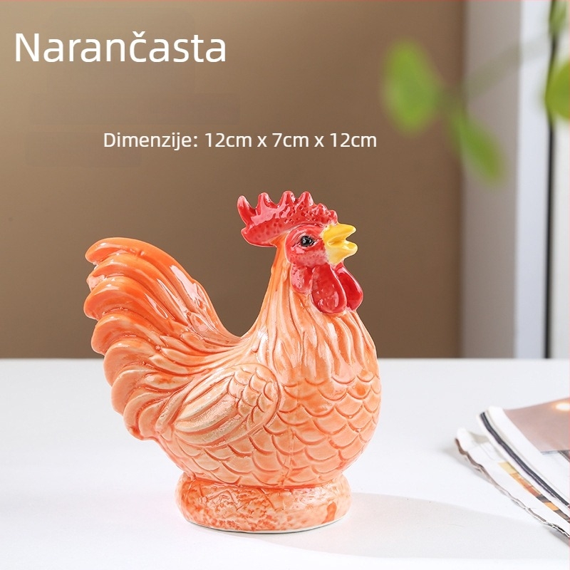 Keramički pijetao – Feng Shui figura od porculana, Dvanaest znamenja Zodijaka, pastoralni stil, ukras za dnevnu sobu ili hodnik