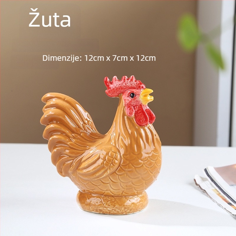Keramički pijetao – Feng Shui figura od porculana, Dvanaest znamenja Zodijaka, pastoralni stil, ukras za dnevnu sobu ili hodnik