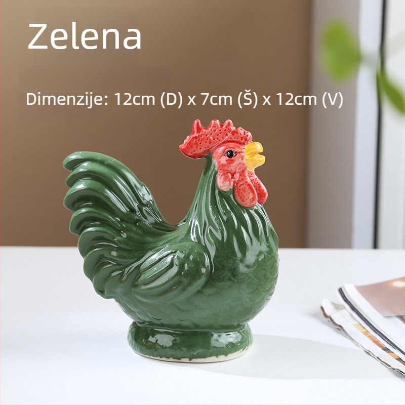 Keramički pijetao – Feng Shui figura od porculana, Dvanaest znamenja Zodijaka, pastoralni stil, ukras za dnevnu sobu ili hodnik