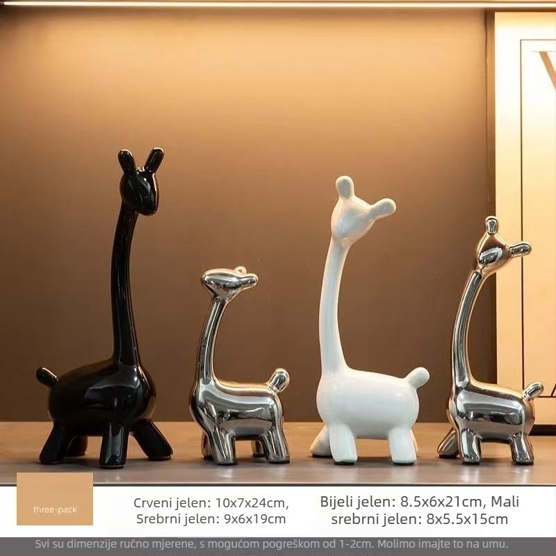 Skup figuralija obitelji jelena – keramičke ukrase, suvremena umjetnost, elektroplating, Lei xinda