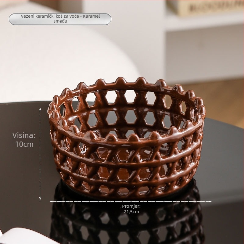 Porcelanska košarica za voće s šupljim dizajnom, stil kreativnog laganog luksuza, kvaliteta prvog razreda, brend Magnesium couplet, lansiran 2024.