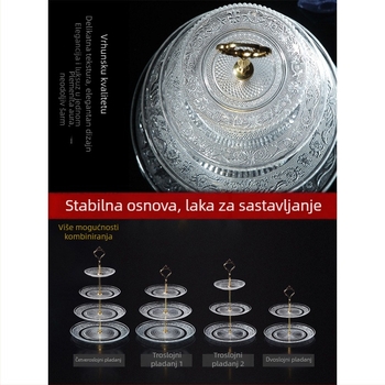 Trostruki stakleni tanjur za voće, moderni minimalistički dizajn kristala, brend Unique, lansiran 2023