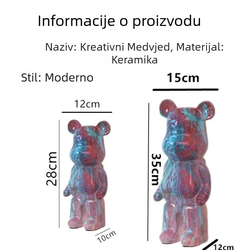 Porcelanska podna figurica Heirui — cartoon stil, moderan minimalistički nordijski dizajn za dnevni boravak i TV ormar, dar za useljenje