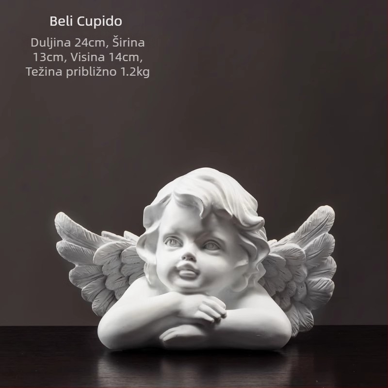 Anđeoska skulptura od smole, ručno oslikana, kućna dekoracija za dnevni boravak i policu za knjige, pogodna za poklon