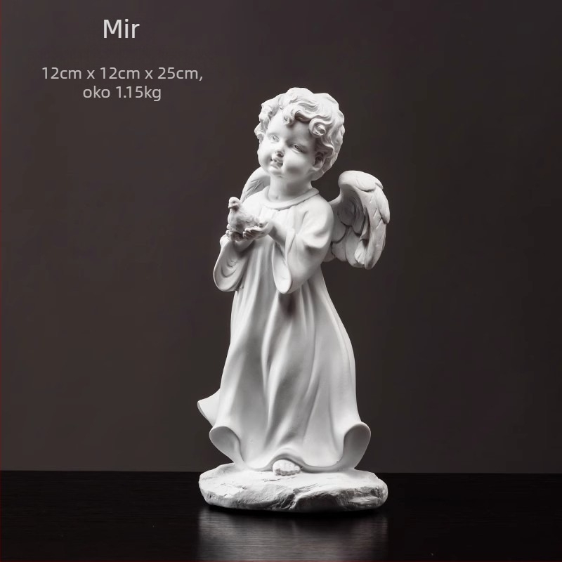Anđeoska skulptura od smole, ručno oslikana, kućna dekoracija za dnevni boravak i policu za knjige, pogodna za poklon