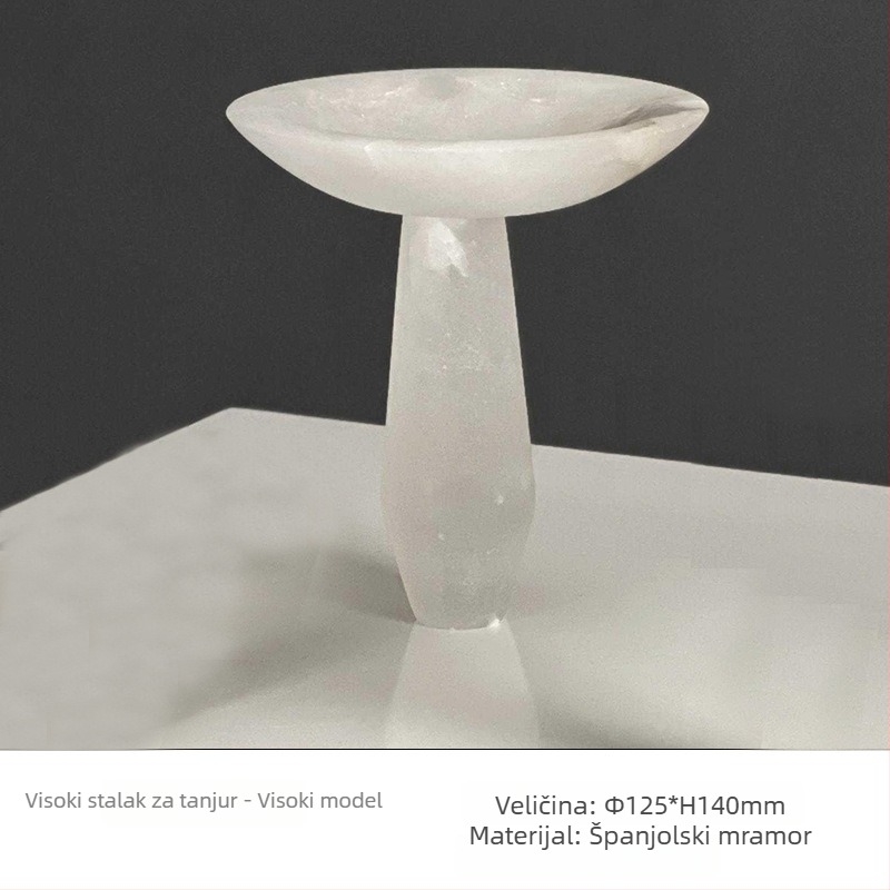 Mramorna ukrasna tacа, ručna izrada, stil laganog luksuza, za moderno skladištenje i prikaz voća