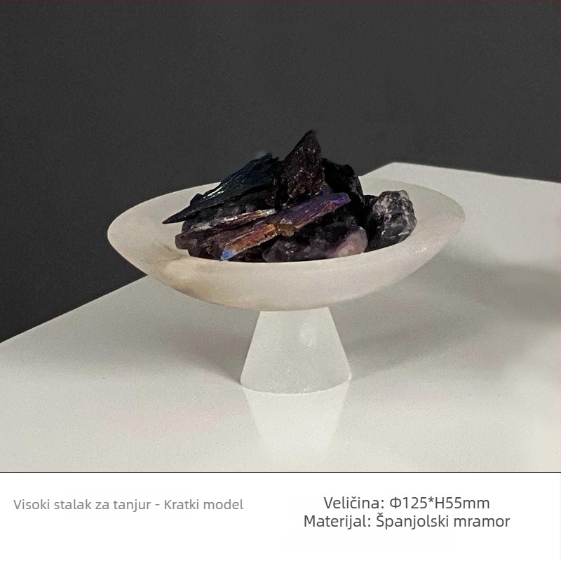 Mramorna ukrasna tacа, ručna izrada, stil laganog luksuza, za moderno skladištenje i prikaz voća