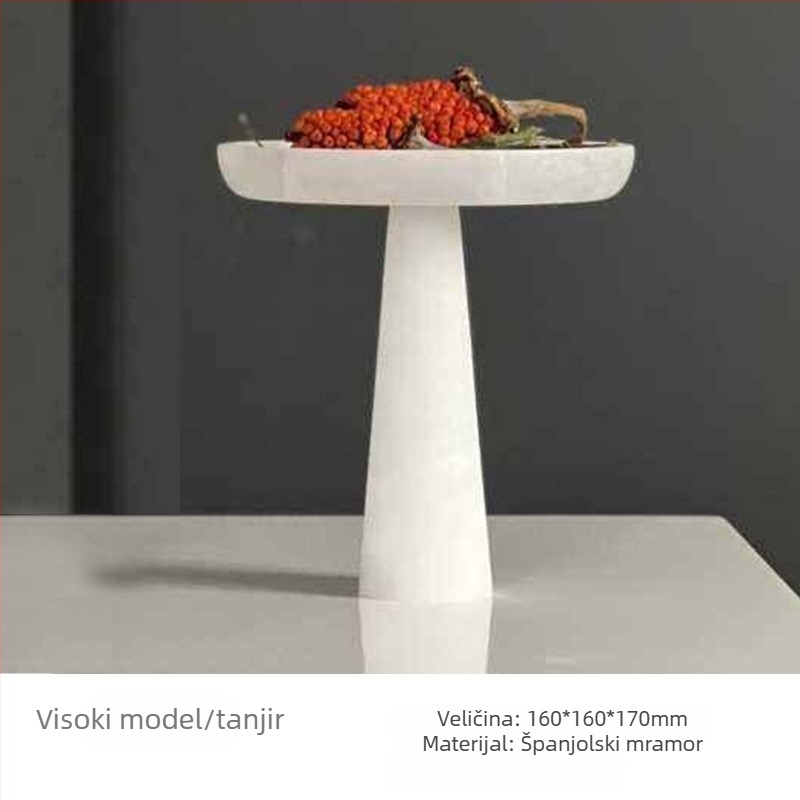 Mramorna ukrasna tacа, ručna izrada, stil laganog luksuza, za moderno skladištenje i prikaz voća