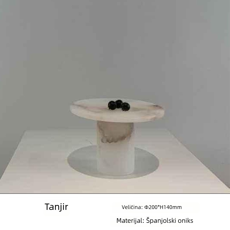 Mramorna ukrasna tacа, ručna izrada, stil laganog luksuza, za moderno skladištenje i prikaz voća