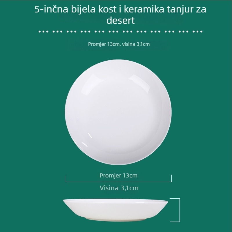 Tengjing bone china tanjur – kružni, mikrovalna sigurnost, mogućnost ispisa logotipa, prilagodljivo, sadržaj >45% kostnog praha