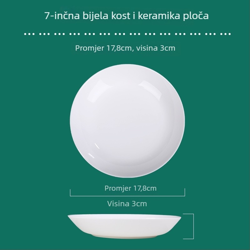 Tengjing bone china tanjur – kružni, mikrovalna sigurnost, mogućnost ispisa logotipa, prilagodljivo, sadržaj >45% kostnog praha