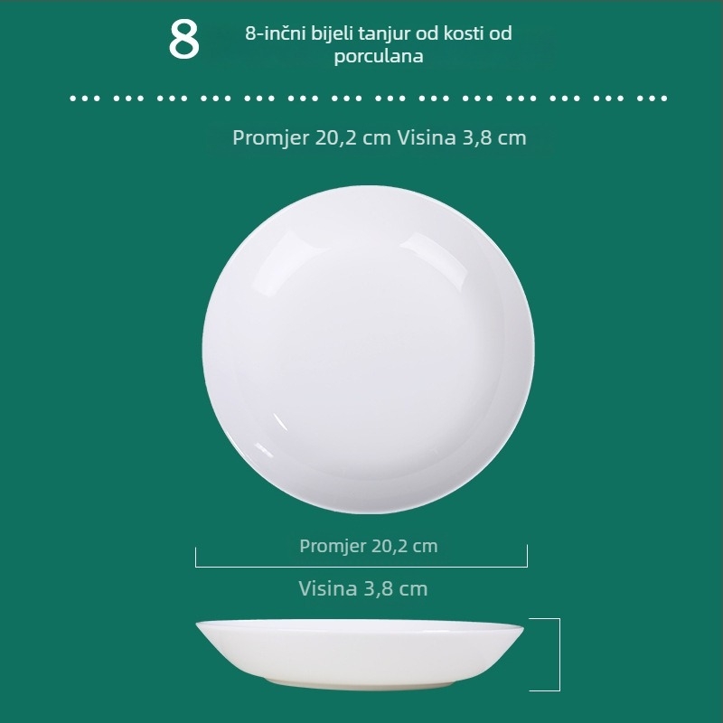 Tengjing bone china tanjur – kružni, mikrovalna sigurnost, mogućnost ispisa logotipa, prilagodljivo, sadržaj >45% kostnog praha