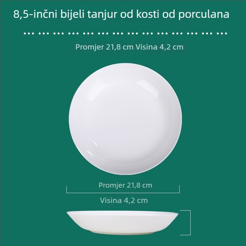 Tengjing bone china tanjur – kružni, mikrovalna sigurnost, mogućnost ispisa logotipa, prilagodljivo, sadržaj >45% kostnog praha