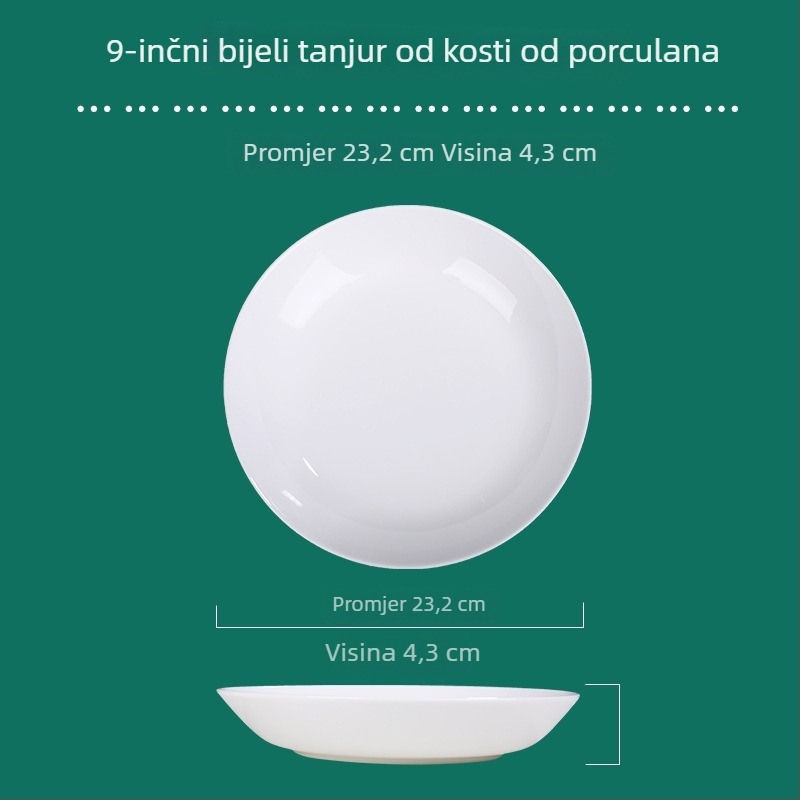 Tengjing bone china tanjur – kružni, mikrovalna sigurnost, mogućnost ispisa logotipa, prilagodljivo, sadržaj >45% kostnog praha