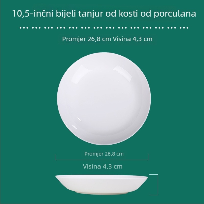 Tengjing bone china tanjur – kružni, mikrovalna sigurnost, mogućnost ispisa logotipa, prilagodljivo, sadržaj >45% kostnog praha