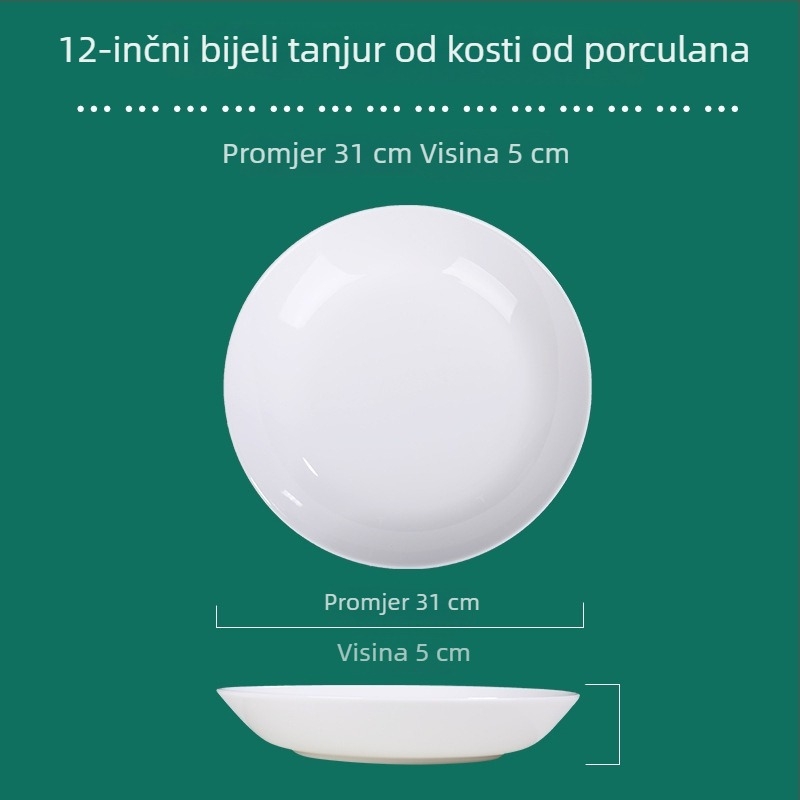 Tengjing bone china tanjur – kružni, mikrovalna sigurnost, mogućnost ispisa logotipa, prilagodljivo, sadržaj >45% kostnog praha