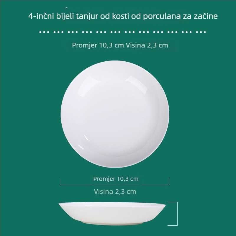 Tengjing bone china tanjur – kružni, mikrovalna sigurnost, mogućnost ispisa logotipa, prilagodljivo, sadržaj >45% kostnog praha