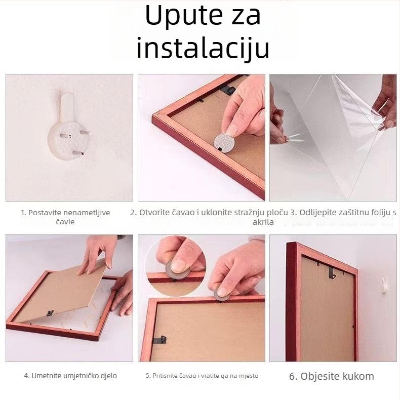 Set od 4 okvira za slikanje od čvrstog drveta/kompozita, za slikanje na rižin papir, kvadratni kutovi, zidni montažni bez bušenja, za tradicionalnu kinesku sliku i kaligrafiju, s 50 križnih kartonskih umetaka