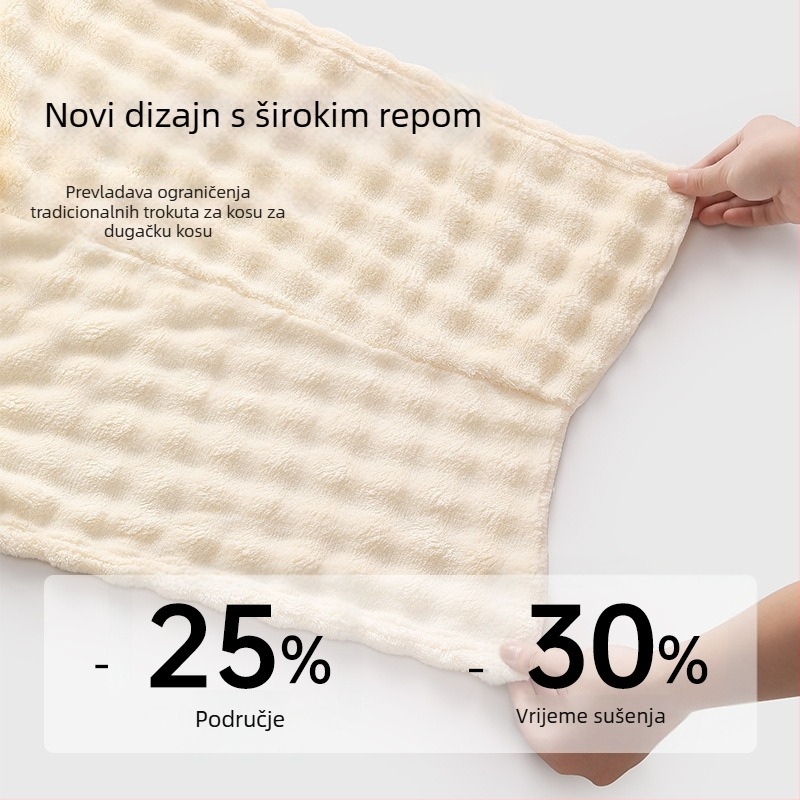 Šal za sušenje kose od koralnog flisa, 150d vlakna, težina 80–99 g, šivanje, izuzetno upijajuće i brzo sušenje