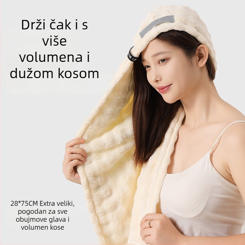 Šal za sušenje kose od koralnog flisa, 150d vlakna, težina 80–99 g, šivanje, izuzetno upijajuće i brzo sušenje