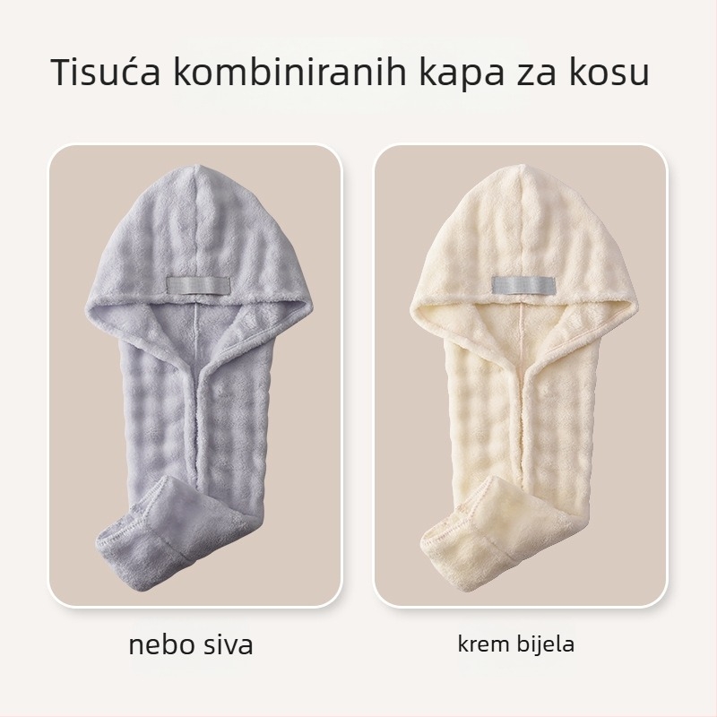 Šal za sušenje kose od koralnog flisa, 150d vlakna, težina 80–99 g, šivanje, izuzetno upijajuće i brzo sušenje
