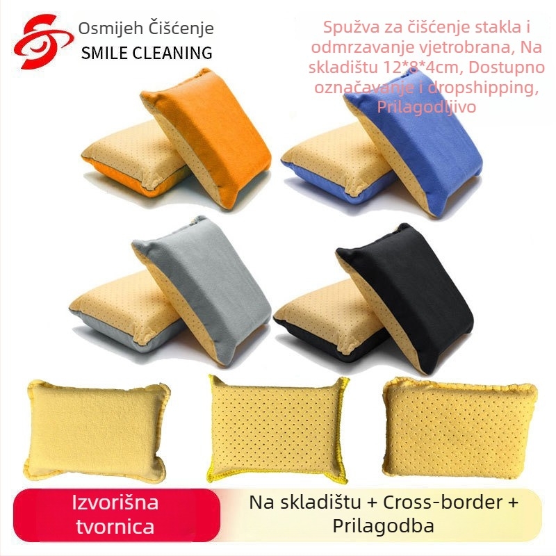 Blok spužve za pranje automobila, s ultra finim vlaknima, dvostrani velur, netkani materijal, za čišćenje stakla i defogiranje