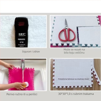 Patchwork pliš EVA pjena podni tepih – protuklizni, debeli kvadratni puzzle tepih za spavaću sobu, dnevnu sobu i balkon