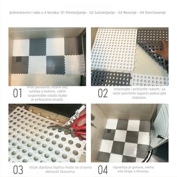 Interlock kupaonska prostirka – protuklizna, TPE, korejski stil, karirani uzorak