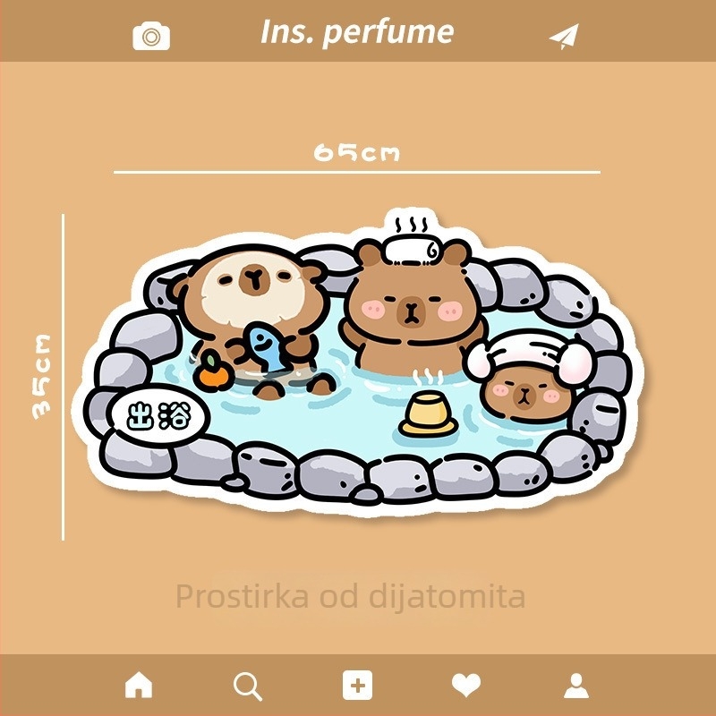 Cartoon Diatom Mud prostirka za kupaonicu, upija vodu i protivklizna, kućni dekor, jednostavno održavanje