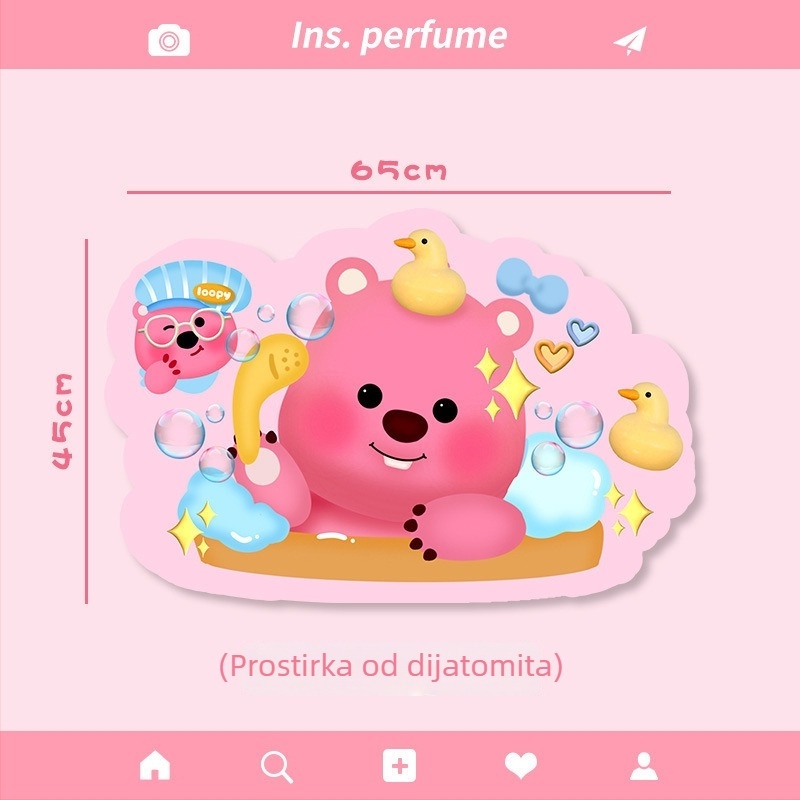 Cartoon Diatom Mud prostirka za kupaonicu, upija vodu i protivklizna, kućni dekor, jednostavno održavanje