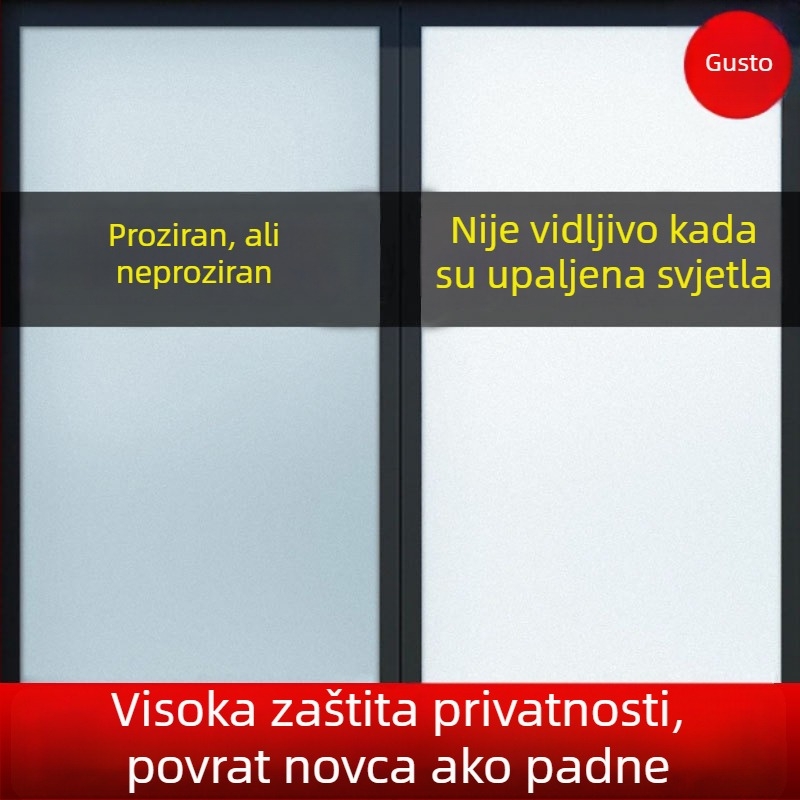 Elektrostatni mat film za staklo prozora za privatnost, poluprovidan, vodootporan za kupaonicu