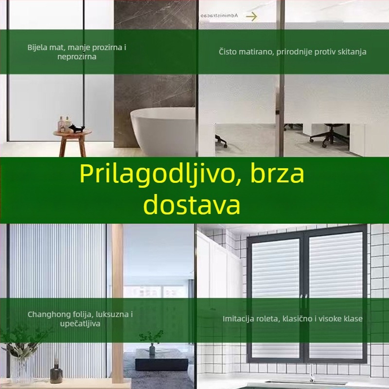 Elektrostatni mat film za staklo prozora za privatnost, poluprovidan, vodootporan za kupaonicu