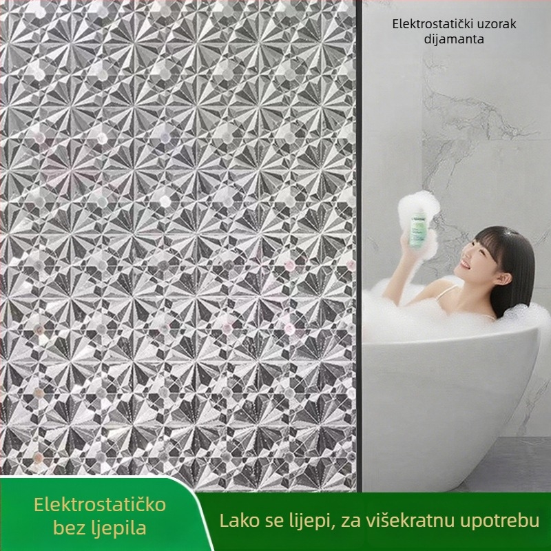 Elektrostatni mat film za staklo prozora za privatnost, poluprovidan, vodootporan za kupaonicu