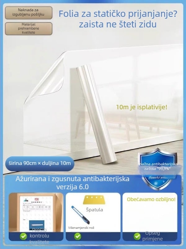 Prozirna PVC zaštitna folija za stenu za latex boju, antistatična, vodootporna, antibakterijska, otporna na vlagu