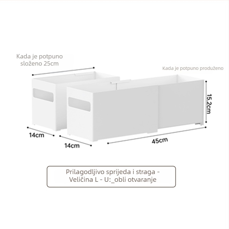 Stolna kutija za pohranu s izvlačnim odjeljcima — bez poklopca, kapacitet 12L, model YJ-5571–5575