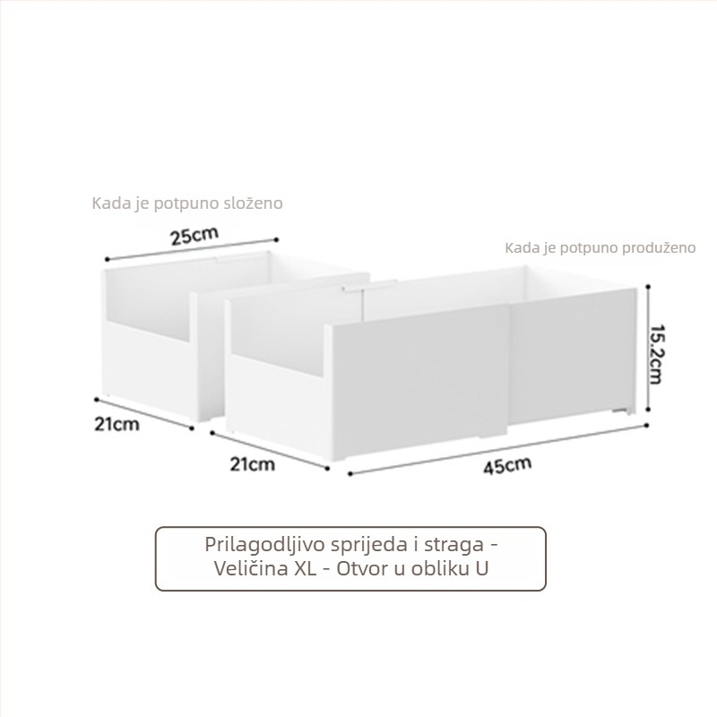 Stolna kutija za pohranu s izvlačnim odjeljcima — bez poklopca, kapacitet 12L, model YJ-5571–5575