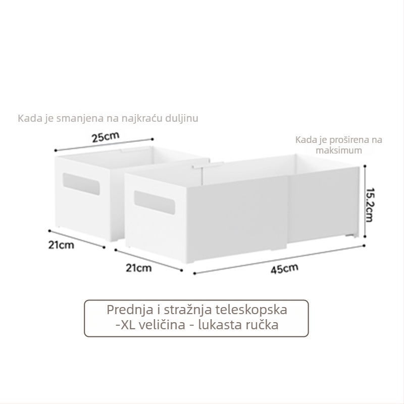 Stolna kutija za pohranu s izvlačnim odjeljcima — bez poklopca, kapacitet 12L, model YJ-5571–5575